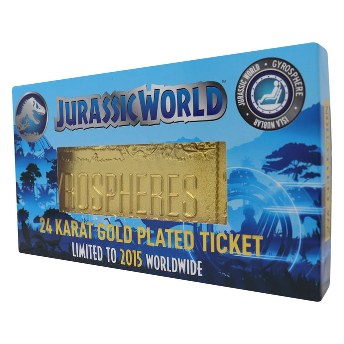 Jurassic World - Limited Edition 24k Gold Plated Gyrosphere Attraction Ticket - Replica Collectibles Fanattik