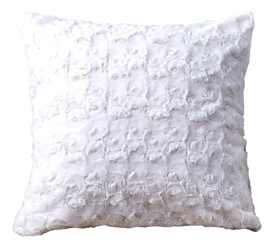 Luxury White Roses Swirls Faux Fur Euro Cushion Throw Pillow Cover Collective DaDalogy Bedding Collection