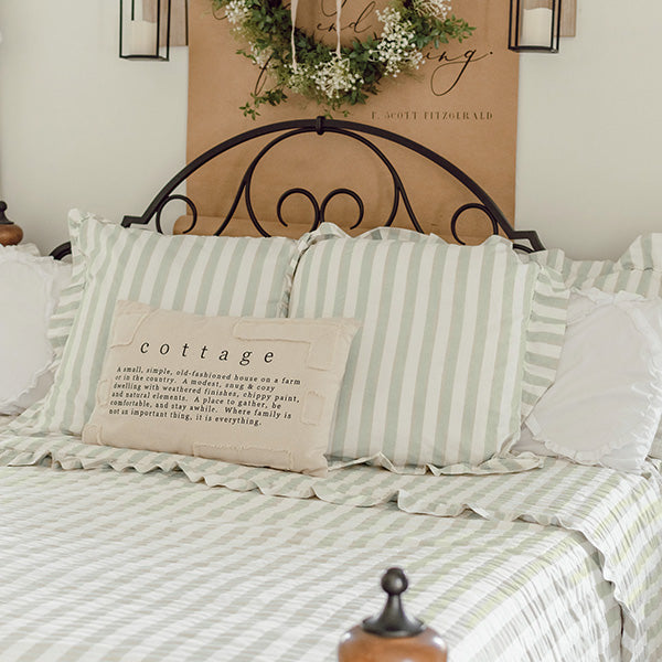 Load image into Gallery viewer, Farmhouse Striped Ruffle Bedding, Choose Your Style Whats trending VHC
