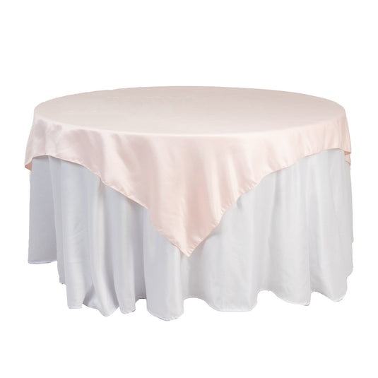 Lamour Satin 72"x72" Table Overlay Square Tablecloth Blush - Smooth Finish Table Topper Overlays HIER_2143