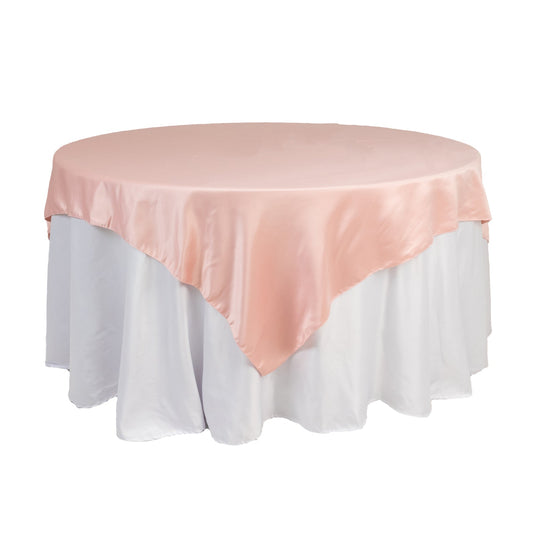 Lamour Satin 72"x72" Table Overlay Square Tablecloth Dusty Rose - Smooth Finish Table Topper Overlays HIER_2143