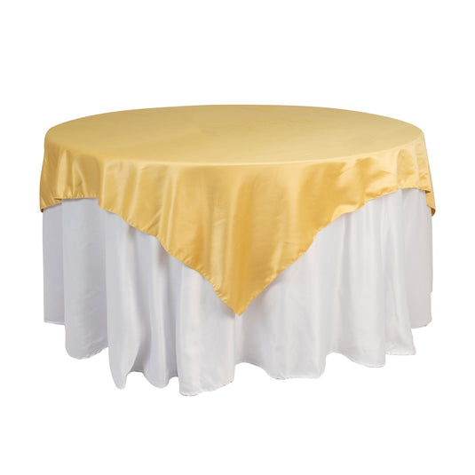 Lamour Satin 72"x72" Table Overlay Square Tablecloth Champagne - Smooth Finish Table Topper Overlays HIER_2143