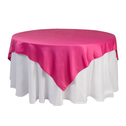 Lamour Satin 72"x72" Table Overlay Square Tablecloth Fuchsia - Smooth Finish Table Topper Overlays HIER_2143