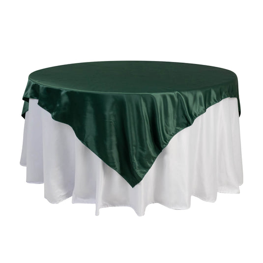 Lamour Satin 72"x72" Table Overlay Square Tablecloth Hunter Emerald Green - Smooth Finish Table Topper Overlays HIER_2143