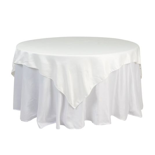 Lamour Satin 72"x72" Table Overlay Square Tablecloth Ivory - Smooth Finish Table Topper Overlays HIER_2143