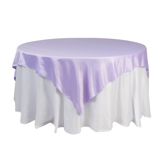 Lamour Satin 72"x72" Table Overlay Square Tablecloth Lavender Lilac - Smooth Finish Table Topper Overlays HIER_2143