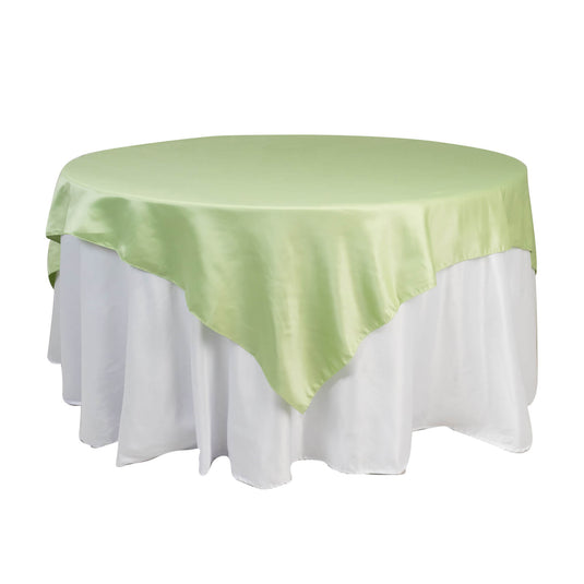 Lamour Satin 72"x72" Table Overlay Square Tablecloth Sage Green - Smooth Finish Table Topper Overlays HIER_2143