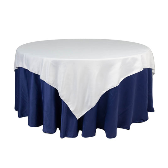 Lamour Satin 72"x72" Table Overlay Square Tablecloth White - Smooth Finish for Luxurious Events Overlays HIER_2143