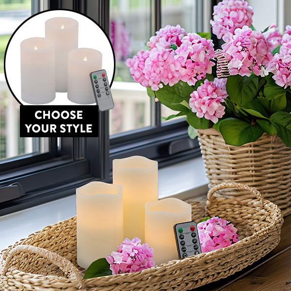 Load image into Gallery viewer, Flickering Flameless Candles with Remote, Set of 3 | Choose Your Color Whats trending ABH
