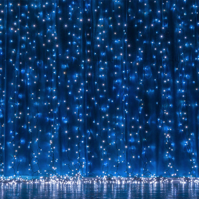 10ft Blue 300 LED Icicle Curtain Fairy String Lights with 8 Modes LED HIER_8100