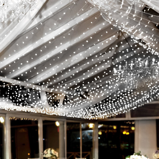 White 600 LED Twinkle Fairy Lights with 8 Modes, Plug In Connectable Curtain String Lights - 10ftx20ft LED HIER_8100