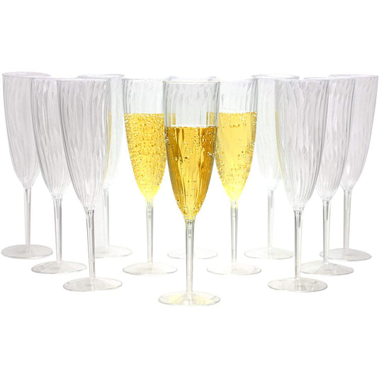 Lillian Tablesettings Elegant Plastic Champagne Flutes Clear 6 oz Cups Lillian