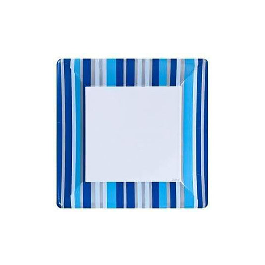 SALE Blue Stripe Square Plates 7" 24 count Lillian