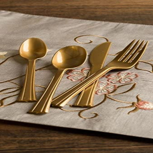 Lillian Tablesettings Extra Strong Quality Gold Premium Plastic Knives Cutlery Lillian