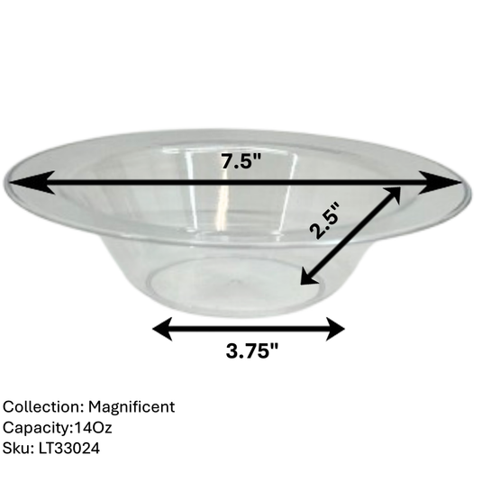 Magnificence Heavyweight 14oz Plastic Bowls Value Pack Clear Bowls Lillian