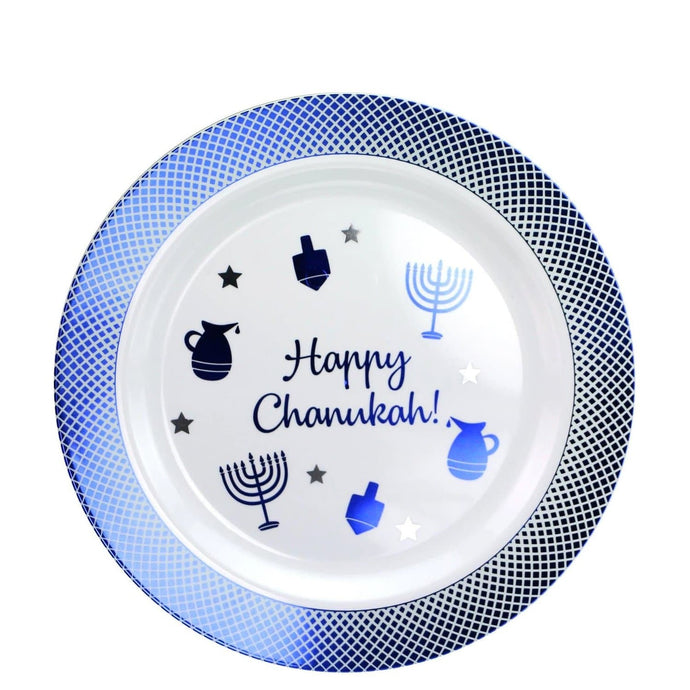 Happy Chanukah Heavyweight Blue Plastic Plate 7