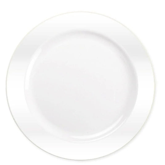 BULK Magnificence Heavy weight 10.25" Plastic Dinner Plate Value pack Pearl White Disposable Plates Lillian Tablesettings