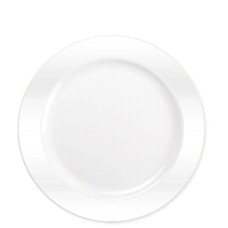 Load image into Gallery viewer, BULK Magnificence Heavy weight Plastic 9&quot; Dinner Plate Value pack Pearl White Disposable Plates Lillian Tablesettings
