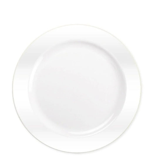 BULK Magnificence Heavy weight Plastic 9" Dinner Plate Value pack Pearl White Disposable Plates Lillian Tablesettings