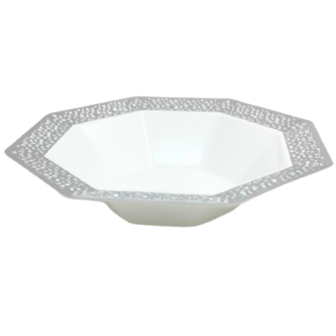 Lacetagon Silver Rim Pearl Bowl 14 oz Bowls Lillian