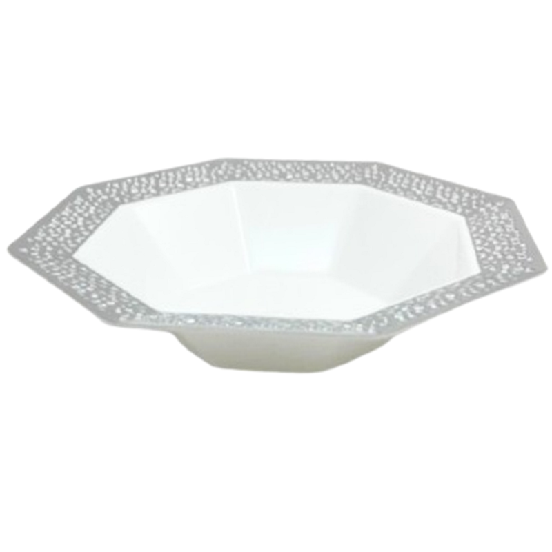 Load image into Gallery viewer, Lacetagon Silver Rim Pearl Bowl 14 oz Bowls Lillian
