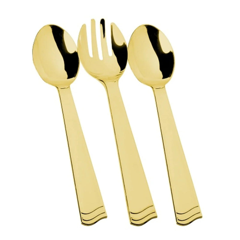 Load image into Gallery viewer, Serving Set 1 Fork &amp; 2 Spoon Polished Gold 10&quot; Tablesettings Lillian
