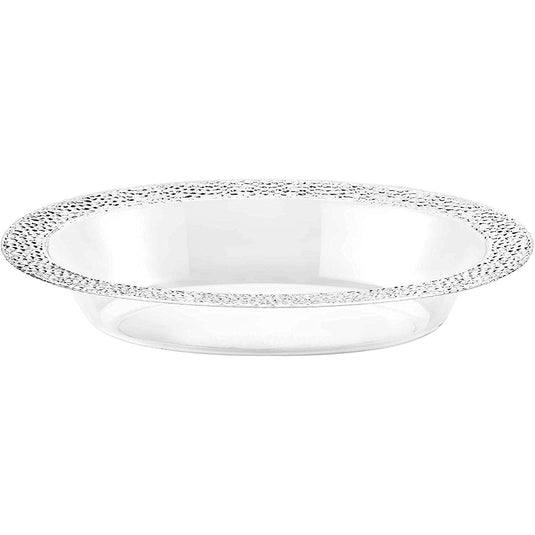 Lillian Tablesetting Pebbled Plastic Oval Serving Bowl Clear 15 oz Serverware Lillian