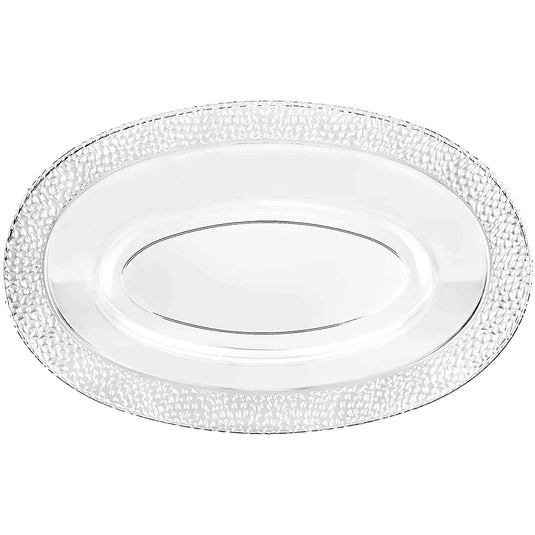 Lillian Tablesetting Pebbled Plastic Oval Serving Bowl Clear 15 oz Serverware Lillian