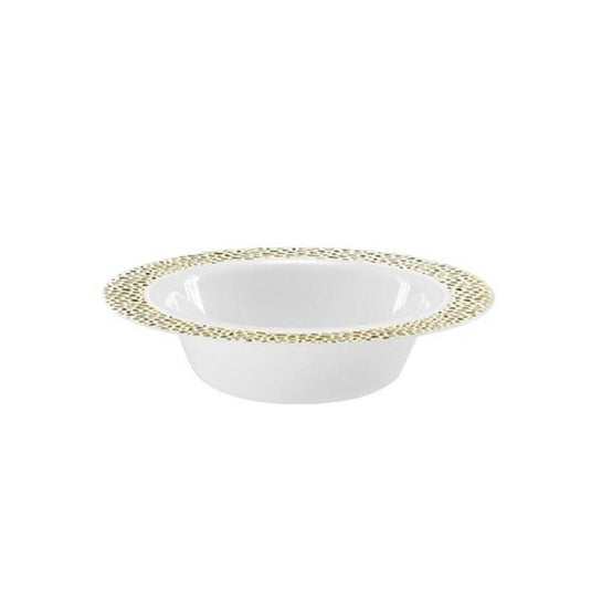 Pebbled Plastic Dessert Bowl Gold Rim 5 oz Elegant Bowls Lillian