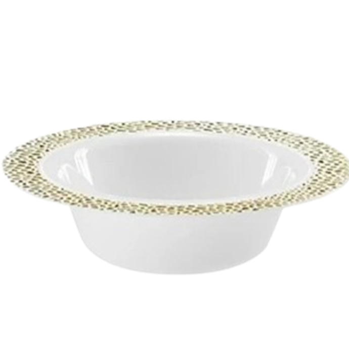 Pebbled Soup Bowls Gold Rim 14 oz Elegant Bowls Lillian