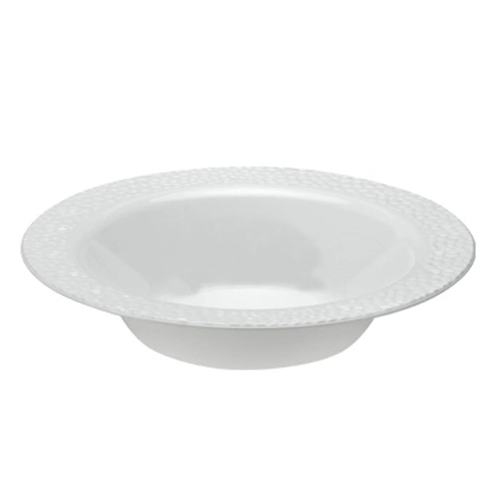 Pebbled Soup Bowls White Rim 14 oz Elegant Bowls Lillian