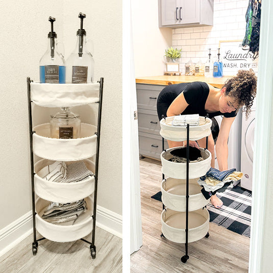 Foldable 4 Tiered Rolling Laundry Cart Whats trending ABH