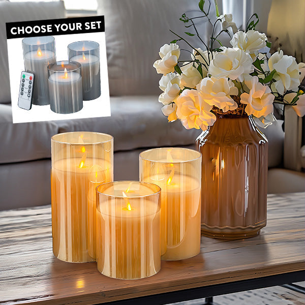 Flickering Flameless LED Candles with Remote, Set of 3 | Choose Your Color Whats trending ABH