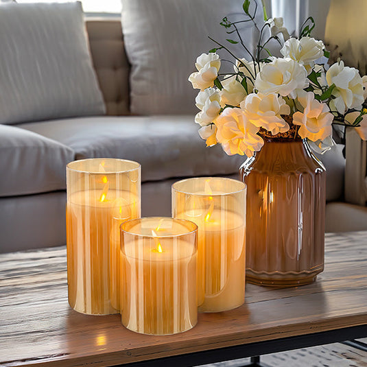 Flickering Flameless LED Candles with Remote, Set of 3 | Choose Your Color Whats trending ABH