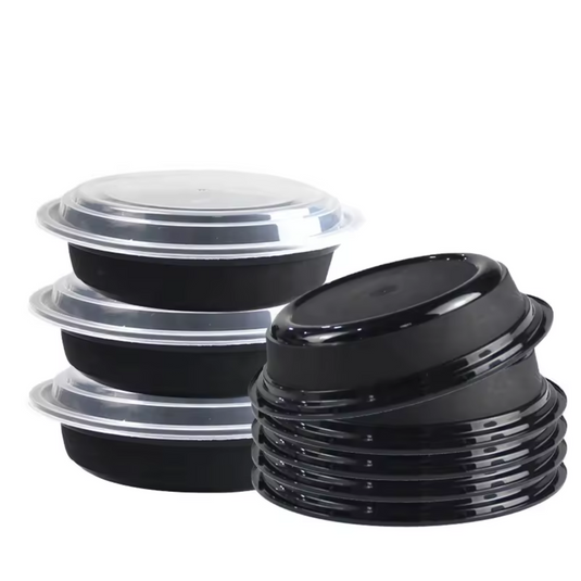 16oz. Disposable Round Meal Prep/ Bento Box Containers with Clear Lids Food Storage & Serving VeZee