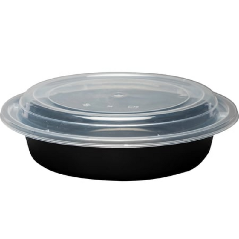 Load image into Gallery viewer, 24oz. Disposable Round Meal Prep/ Bento Box Containers with Clear Lids Food Storage &amp; Serving VeZee
