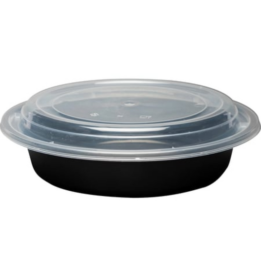 24oz. Disposable Round Meal Prep/ Bento Box Containers with Clear Lids Food Storage & Serving VeZee