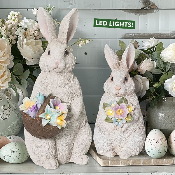 Light Up Bunny Decor With Flowers, Choose Your Size Whats trending TP