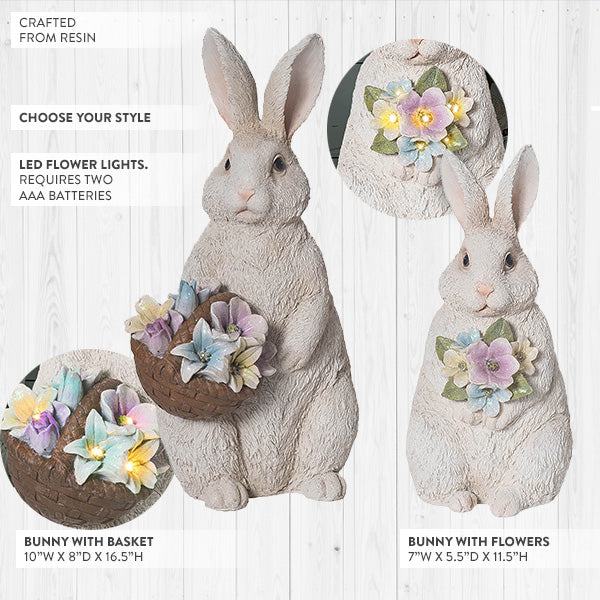 Load image into Gallery viewer, Light Up Bunny Decor With Flowers, Choose Your Size Whats trending TP
