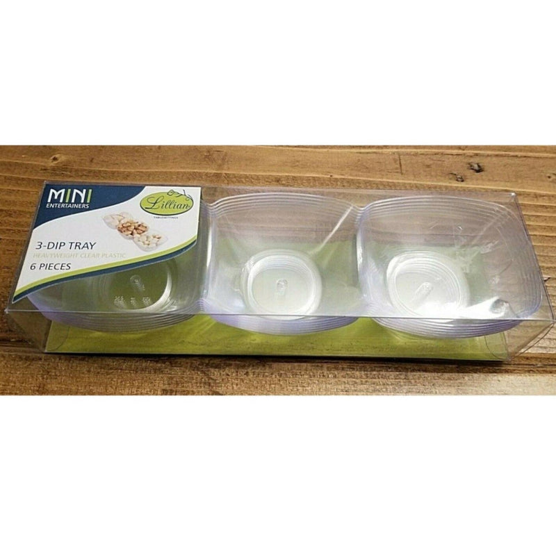 Load image into Gallery viewer, Lillian Tablesettings 6 Count Mini Plastic Clear 3-Dip Dish Serverware Lillian
