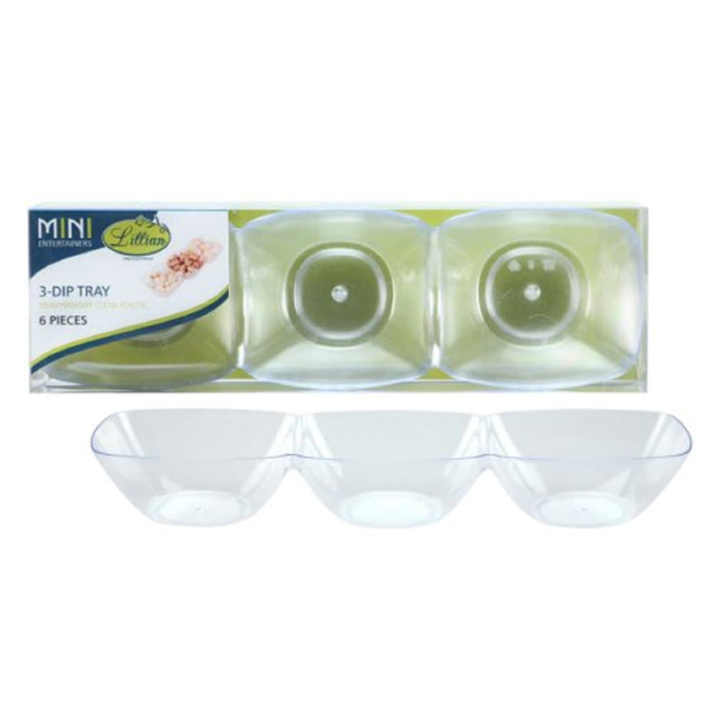 Load image into Gallery viewer, Lillian Tablesettings 6 Count Mini Plastic Clear 3-Dip Dish Serverware Lillian
