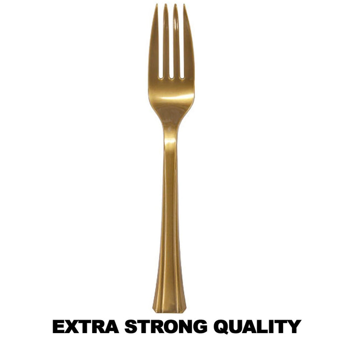 Lillian Tablesettings Extra Strong Quality Gold Premium Plastic Forks Cutlery Lillian