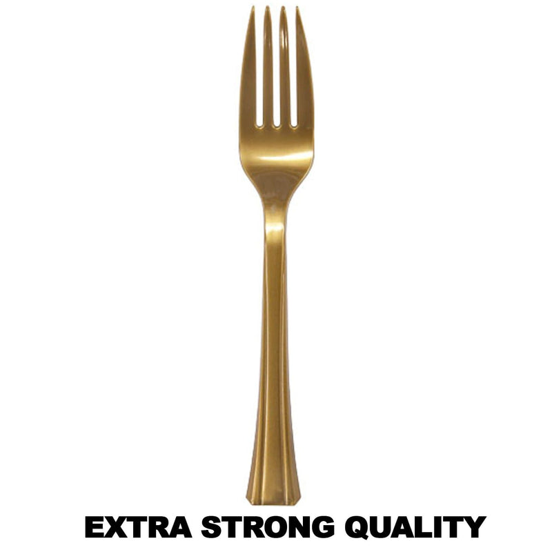 Load image into Gallery viewer, Lillian Tablesettings Extra Strong Quality Gold Premium Plastic Forks Cutlery Lillian
