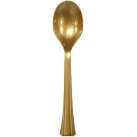 Lillian Tablesettings Extra Strong Quality Gold Premium Plastic Soup Spoons Cutlery Lillian