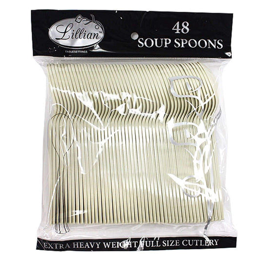 Lillian Tablesettings Extra Strong Quality Premium Plastic Soupspoon Sahara Cutlery Lillian