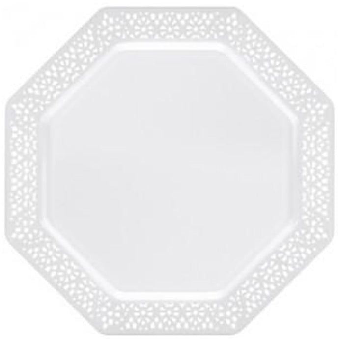 Lillian Tablesettings Lacetagon Plastic Plate Pearl 11