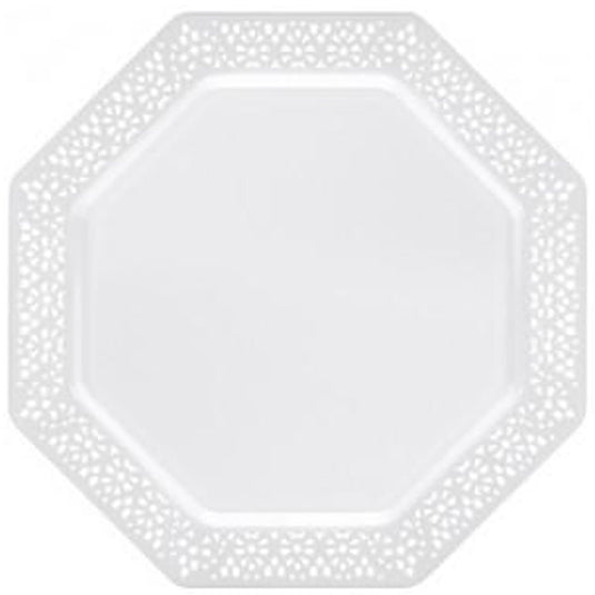 Lillian Tablesettings Lacetagon Plastic Plate Pearl 11