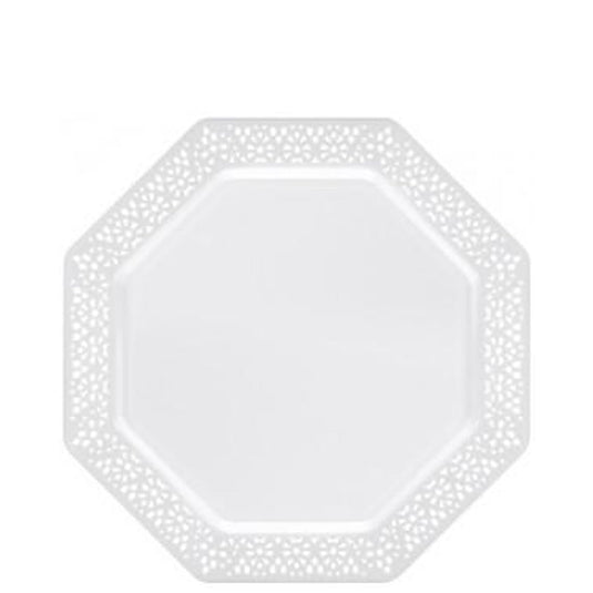 Lillian Tablesettings Lacetagon Plastic Plate Pearl 7.25