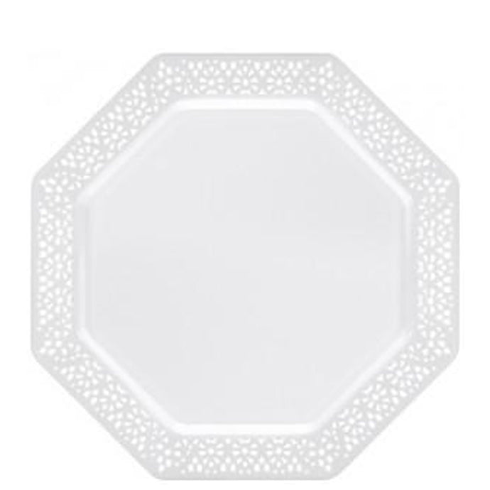 Lillian Tablesettings Lacetagon Plastic Plate Pearl 9.25