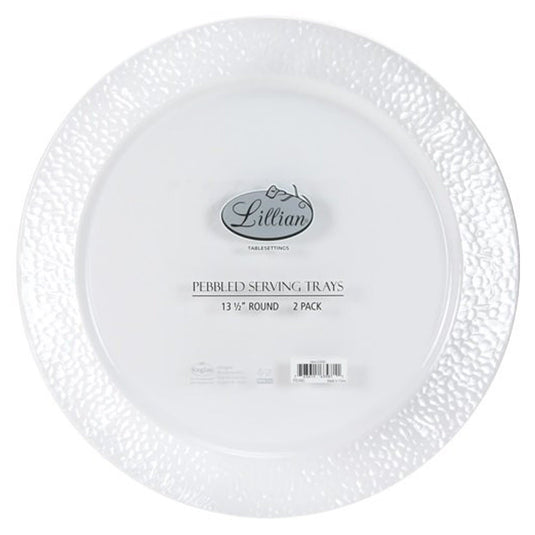 Lillian Tablesettings Round Pebbled Tray Pearl 14" Serverware Lillian